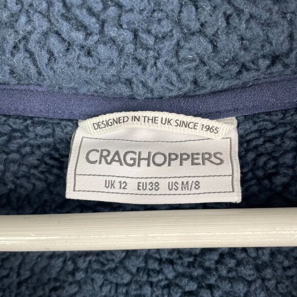 Craghoppers Sweater Womens Medium 8 Blue Fleece Fuzzy 1/4 Zip Pullover - Picture 3 of 11